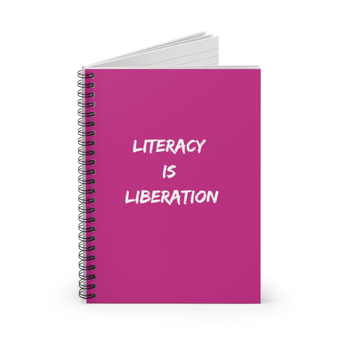 Pink LITERACY Spiral Notebook - Ruled Line
