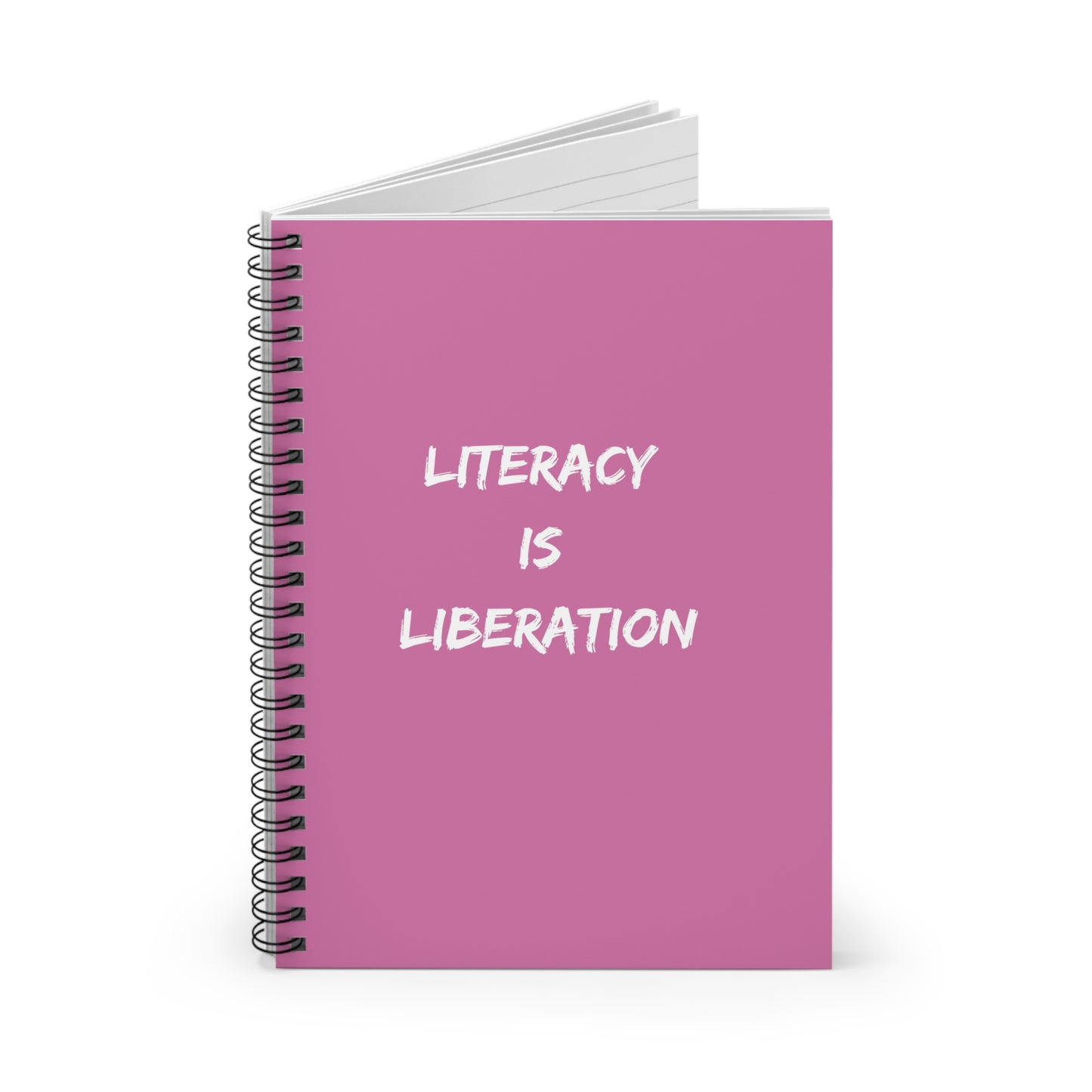 Light Pink LITERACY Spiral Notebook - Ruled Line