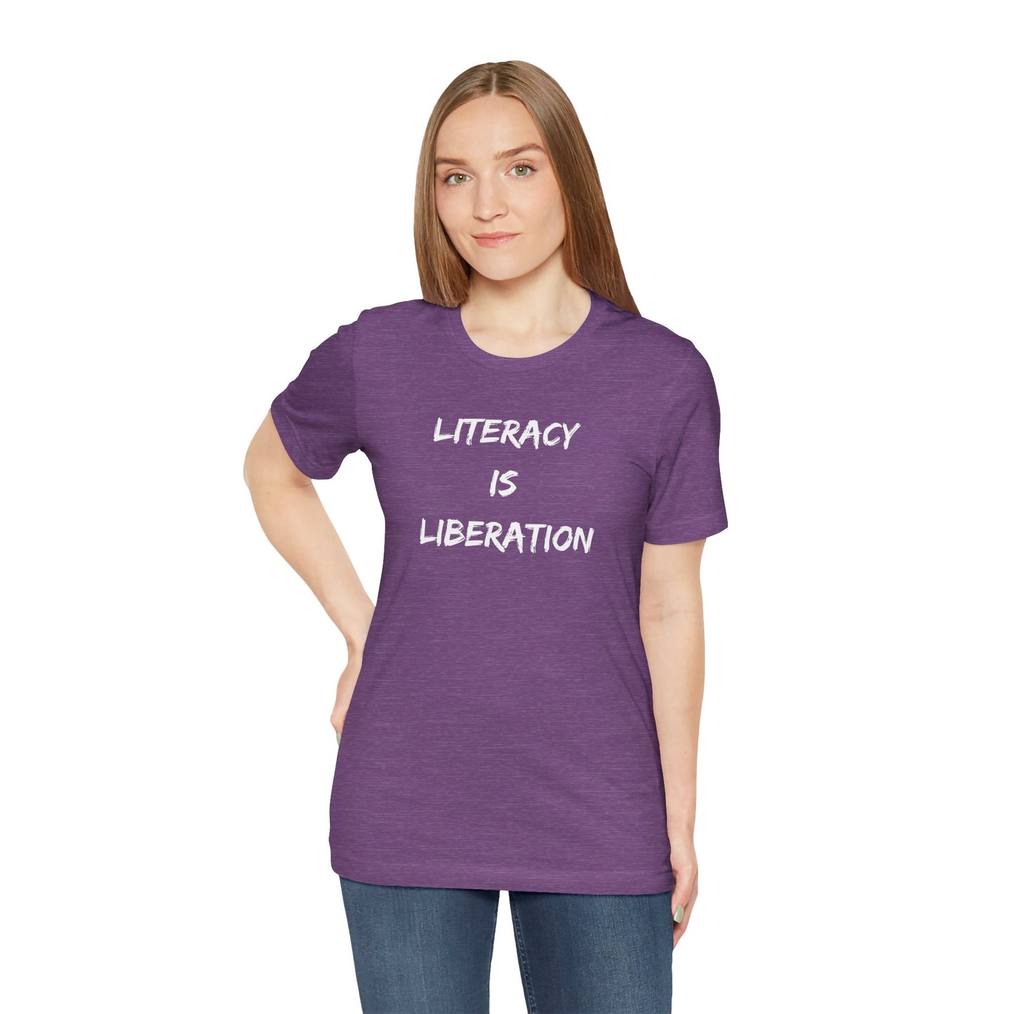 Literacy Is Liberation Unisex Jersey Short Sleeve Tee (Berry Collection)