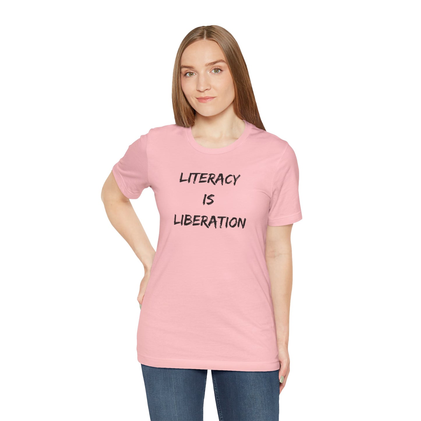 Literacy Is Liberation Unisex Jersey Short Sleeve Tee (Berry Collection)