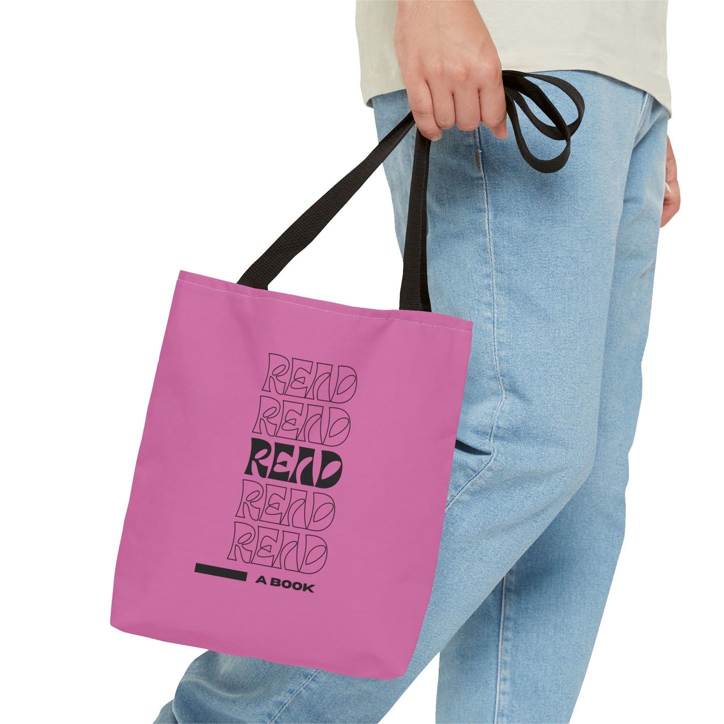 Light Pink/Black Read A Book Tote Bag