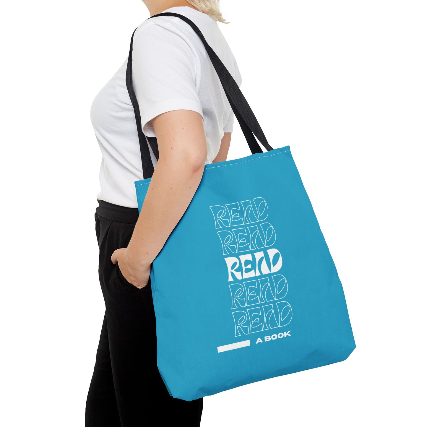 Turquoise Read A Book Tote Bag