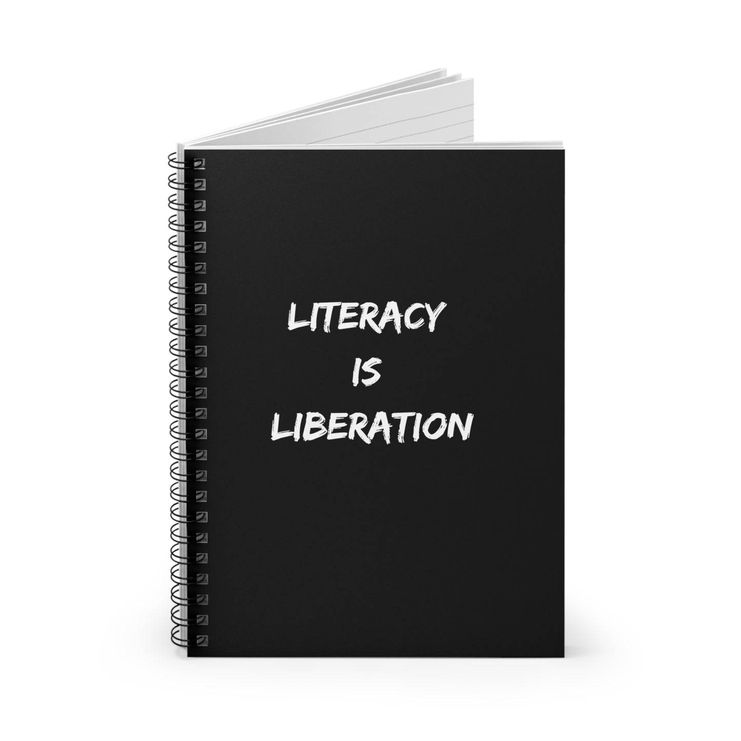 Black LITERACY Spiral Notebook - Ruled Line