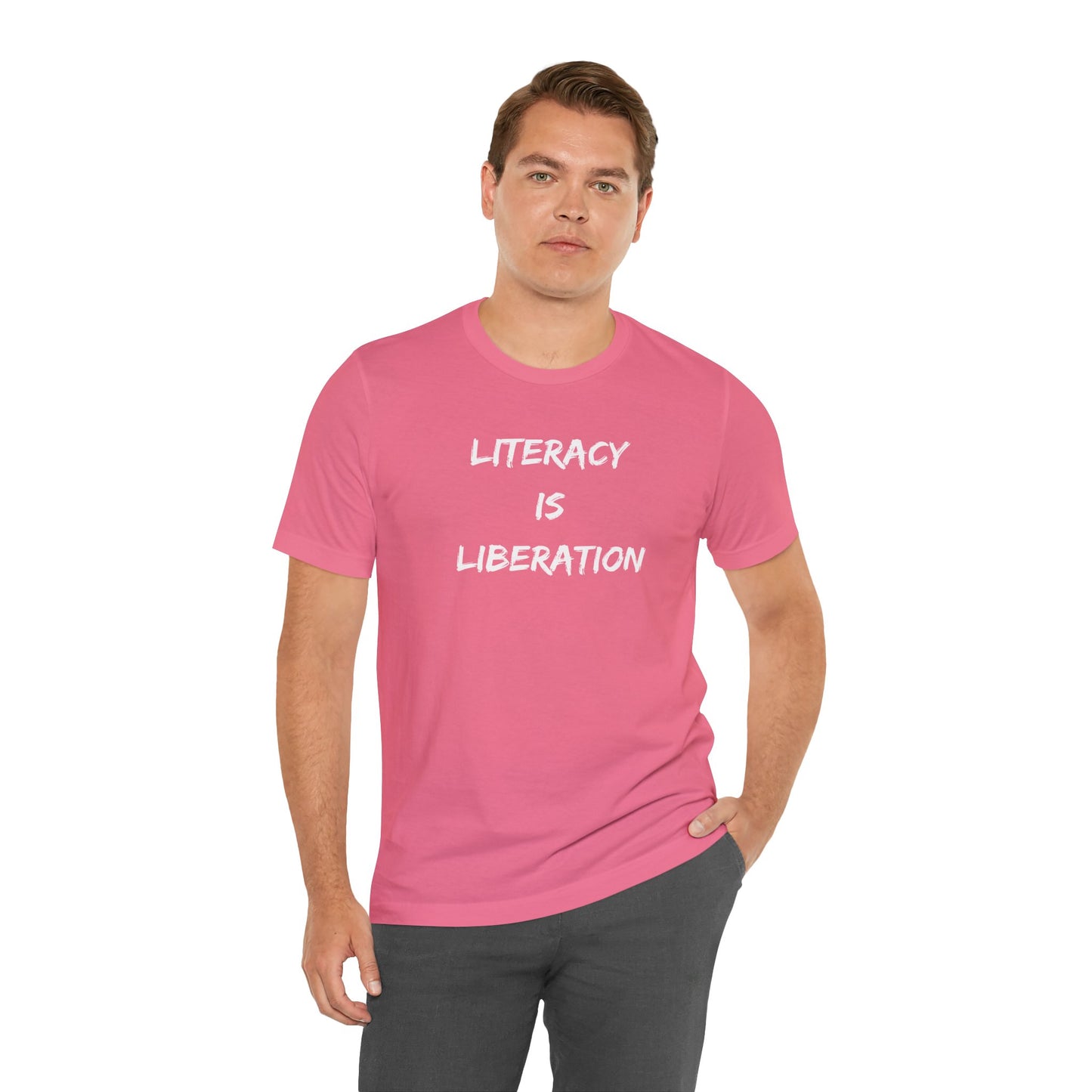 Literacy Is Liberation Unisex Jersey Short Sleeve Tee (Berry Collection)