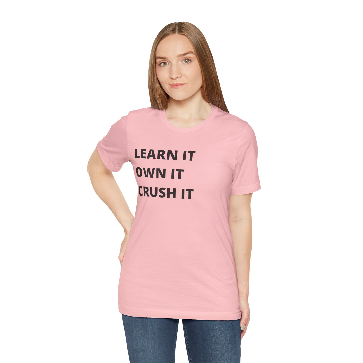 Learn, Own, Crush Unisex Jersey Short Sleeve Tee (Berry Collection)
