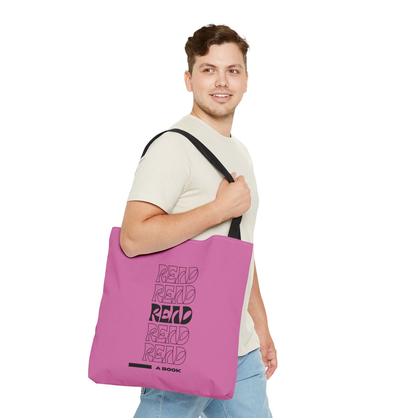 Light Pink/Black Read A Book Tote Bag