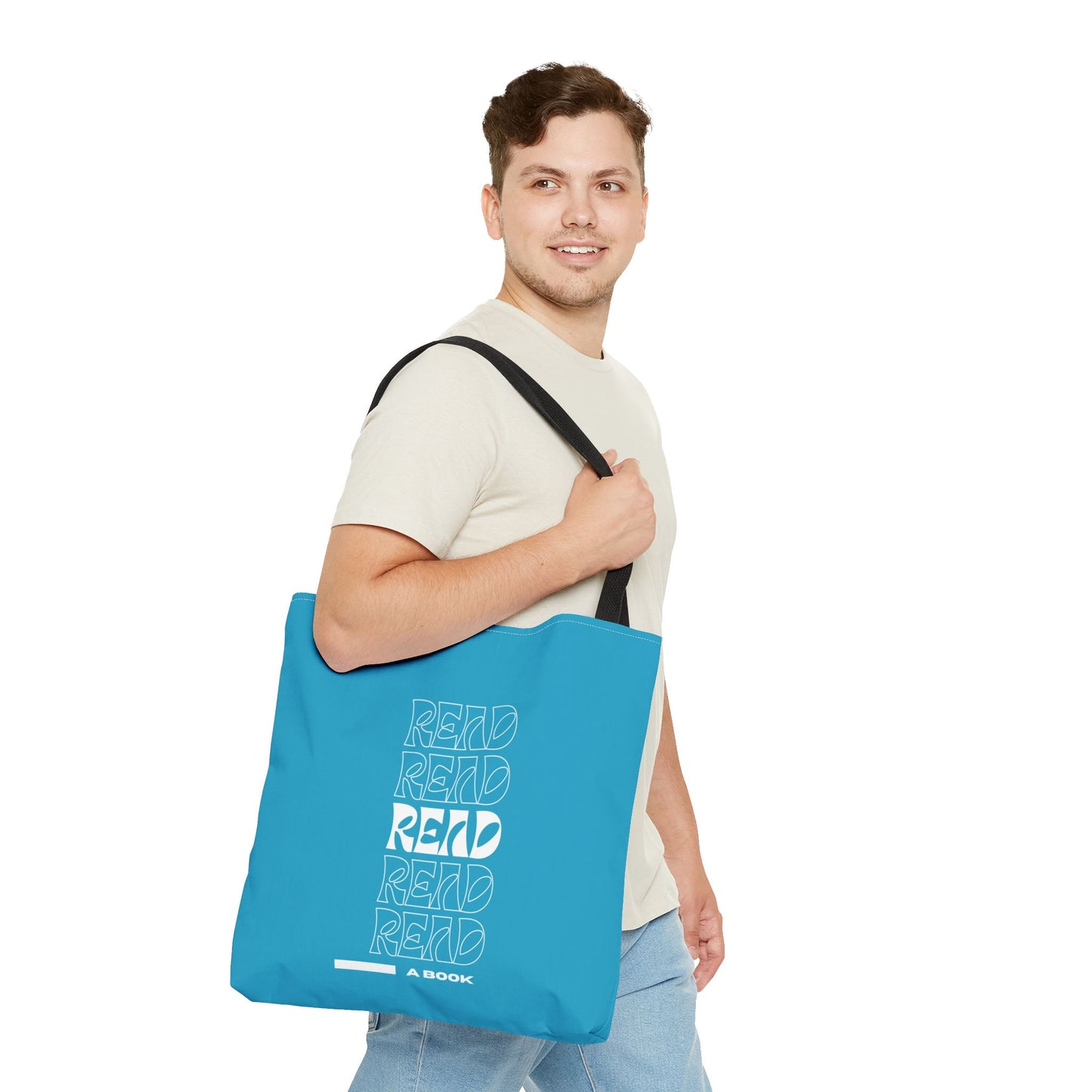 Turquoise Read A Book Tote Bag