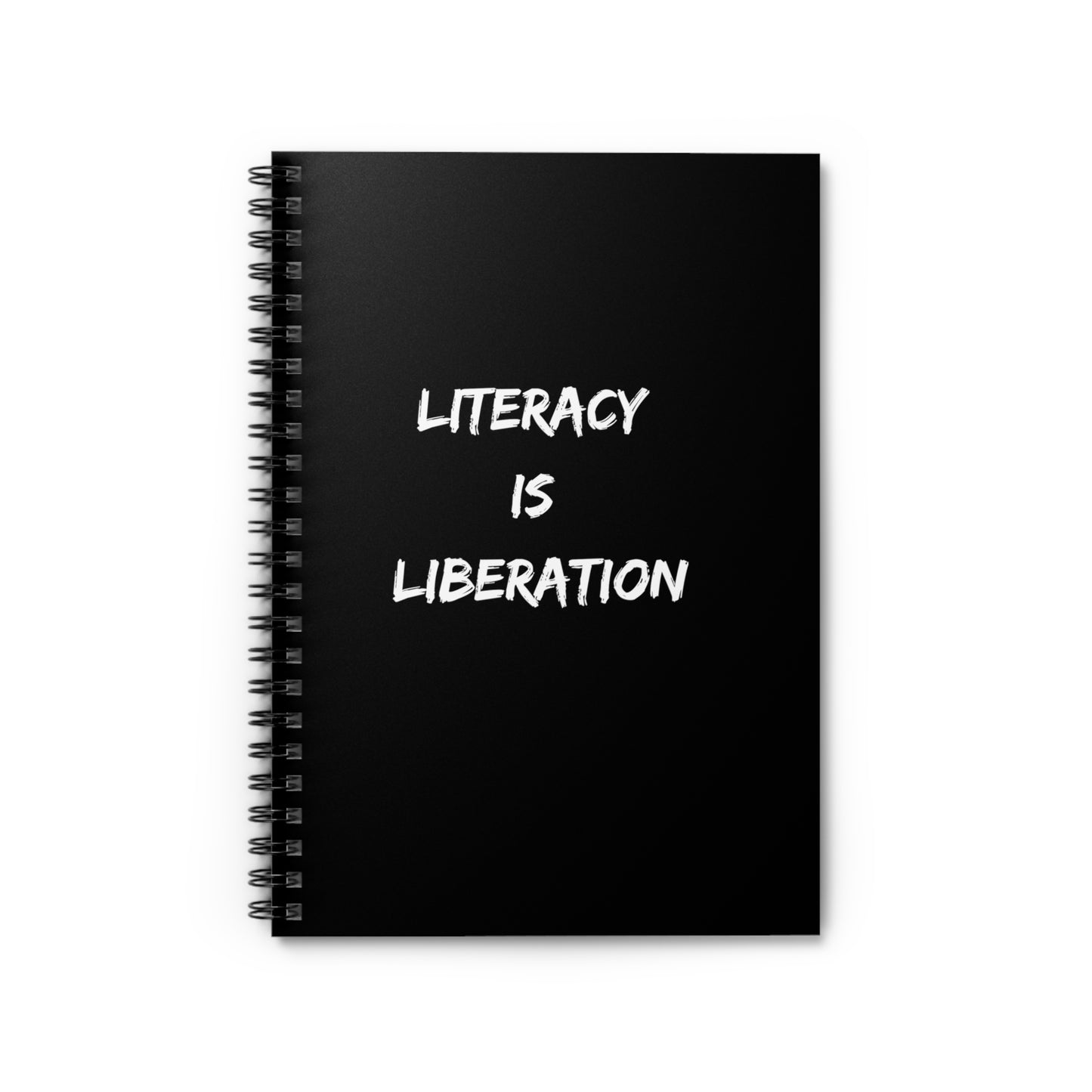 Black LITERACY Spiral Notebook - Ruled Line