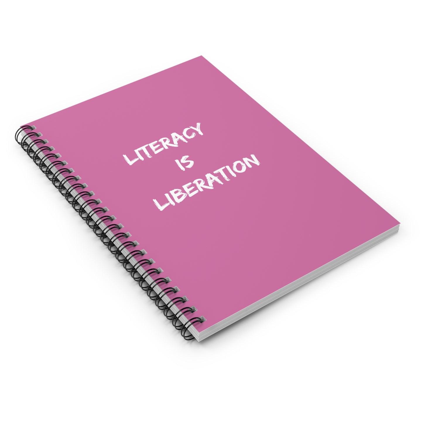 Light Pink LITERACY Spiral Notebook - Ruled Line