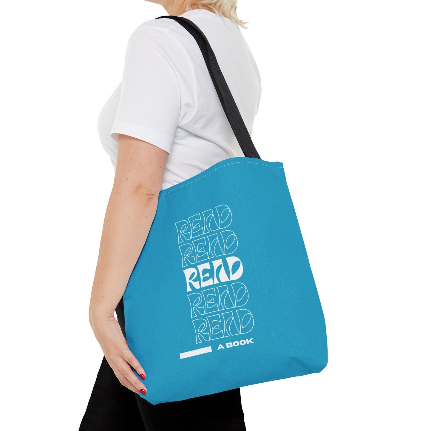 Turquoise Read A Book Tote Bag
