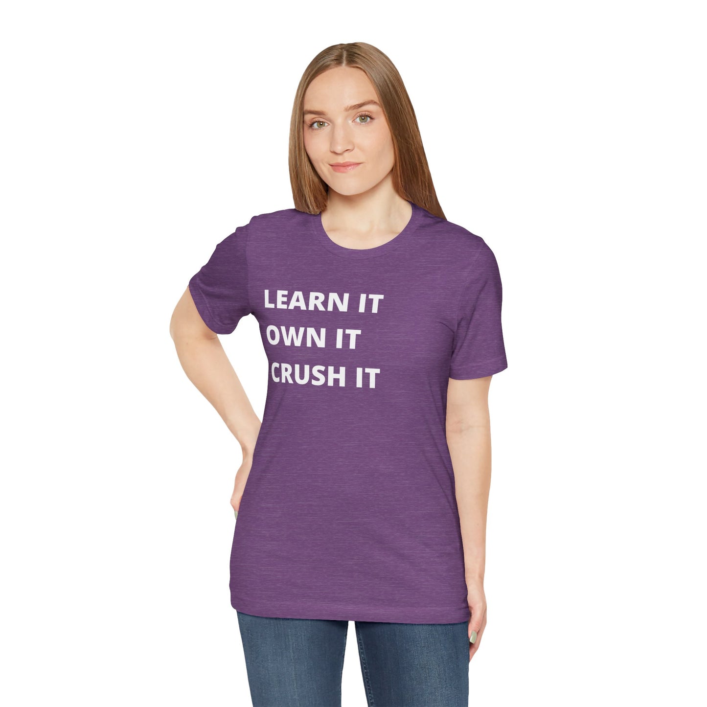 Learn, Own, Crush Unisex Jersey Short Sleeve Tee (Berry Collection)