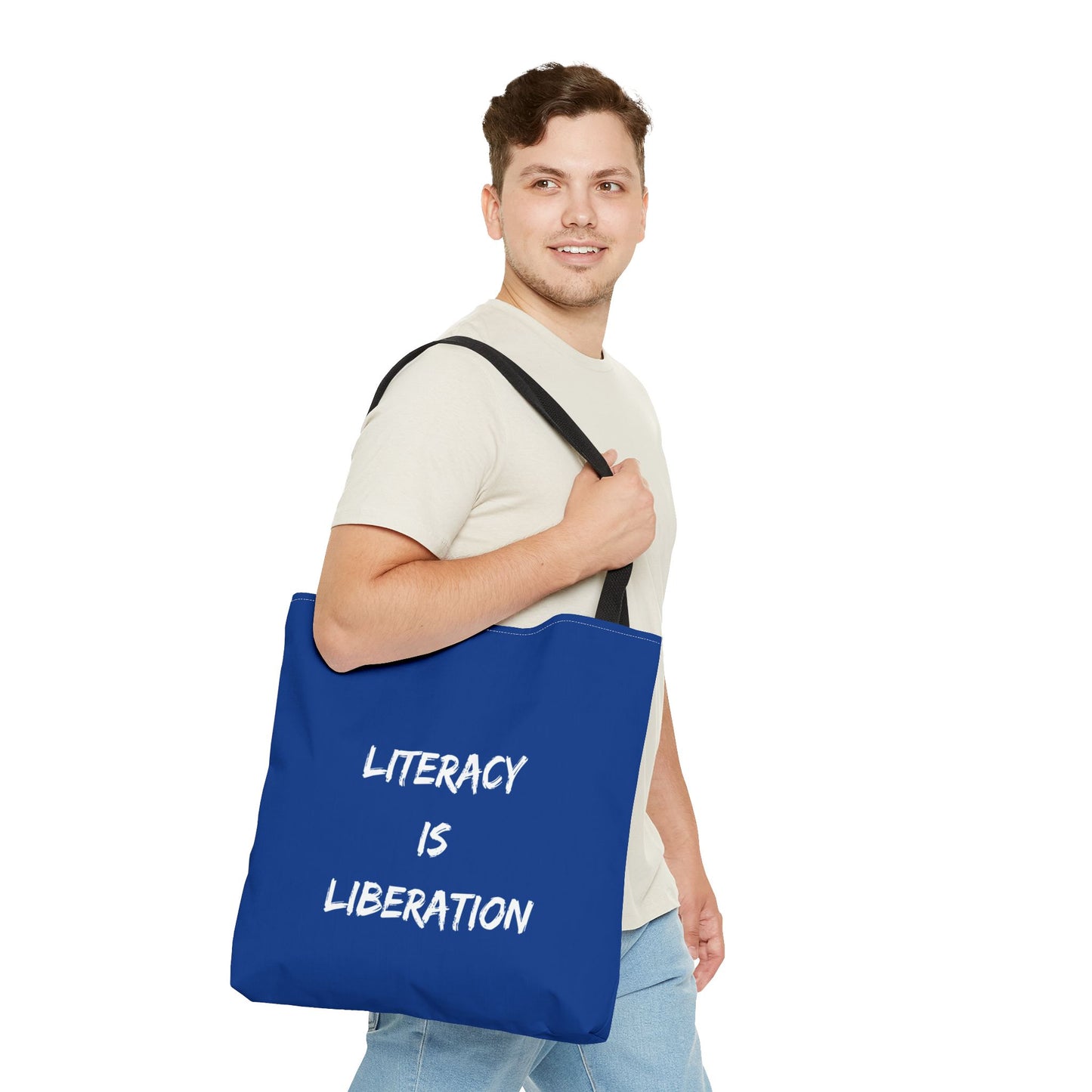 Dark Blue Literacy Tote Bag