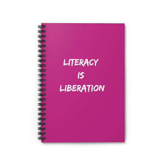 Pink LITERACY Spiral Notebook - Ruled Line