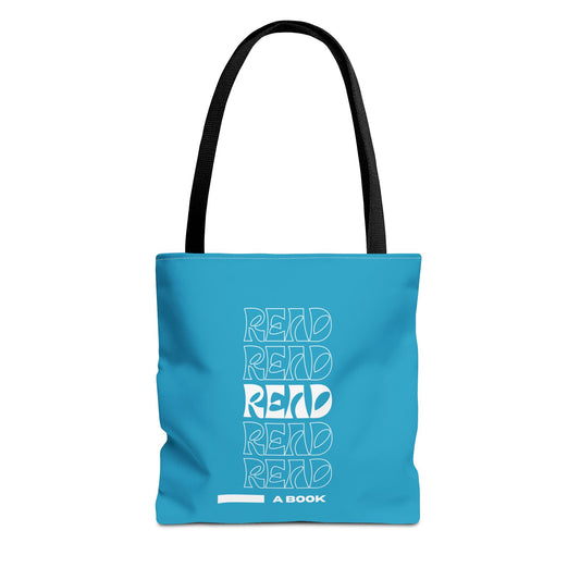 Turquoise Read A Book Tote Bag