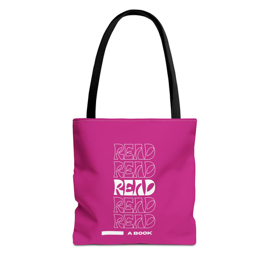 Pink/White Read A Book Tote Bag