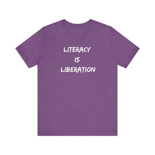 Literacy Is Liberation Unisex Jersey Short Sleeve Tee (Berry Collection)
