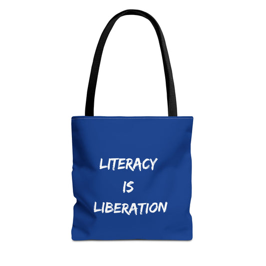 Dark Blue Literacy Tote Bag