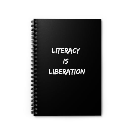 Black LITERACY Spiral Notebook - Ruled Line