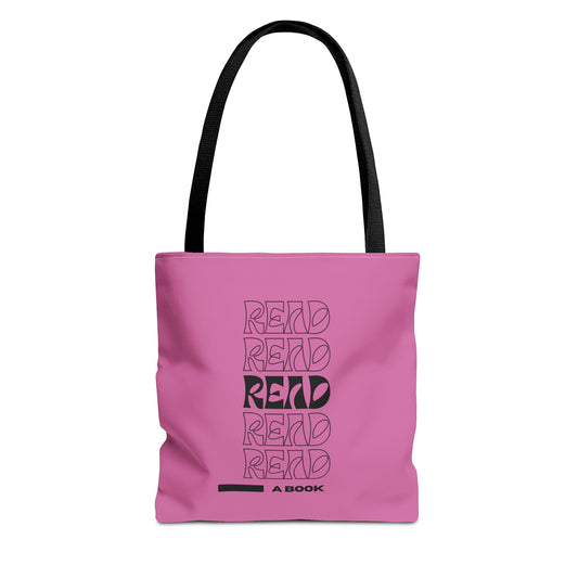 Light Pink/Black Read A Book Tote Bag